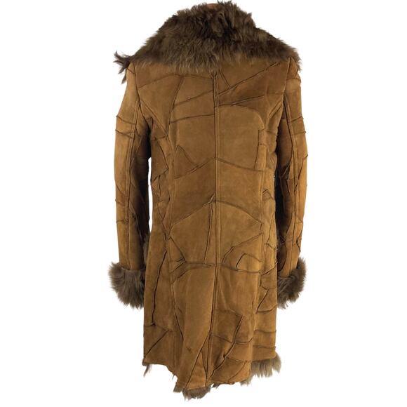 Genuine Shearling Sheepskin Patchwork Penny Lane Leather Coat fits S-M - Picture 5 of 13